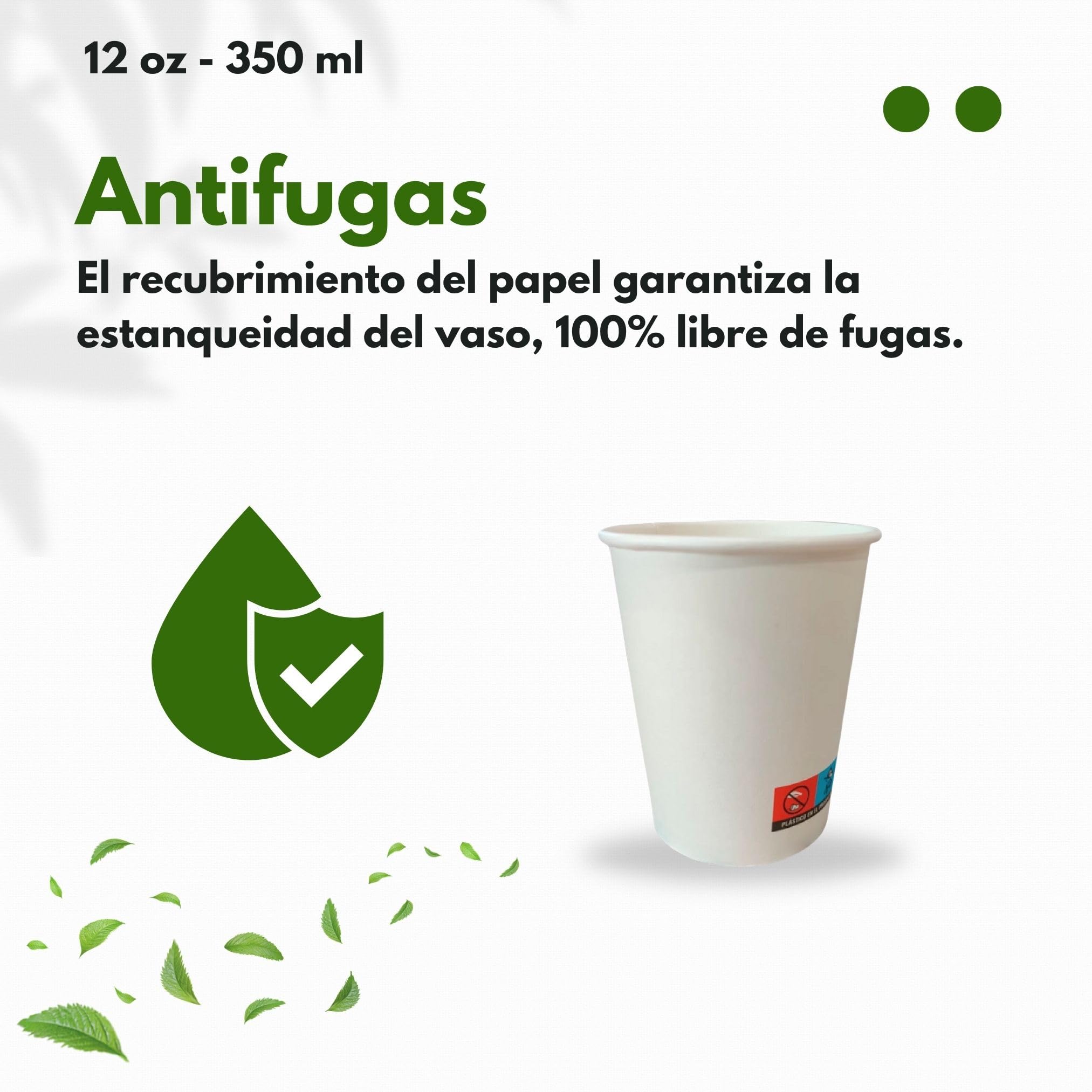 Vasos Desechables de Café Para Llevar - Vasos Cartón para Servir el Café, el Té, Bebidas Calientes y Frías (12 oz - 350 ml, Blanco) - Caja de 1.000 vasos