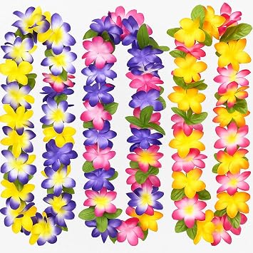 12 Pack Hawaiian Flower Leis for Luau Party - Soft Tropical Flower Necklace, 36 Inch, Colorful Bulk Leis for Adults & Kids, Graduation Birthday Wedding Beach Summer Pool Party Favors by Oojami