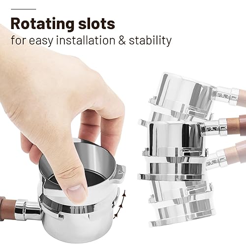 Miniatura 7 de Embudo dosificador de acero inoxidable de 2.126 in para portafiltros espresso