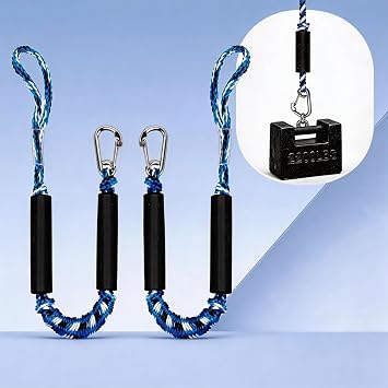 2 PK الأزرق بنجي دوك خطوط للقوارب 2 FT مع 316 غير القابل للصدأ كليب قارب الملحقات البحرية الصف قارب حبل القوارب الملحقات قارب دوك خطوط جيت سكي أو PWC خطوط قارب رباط & ربطات عنق حوض