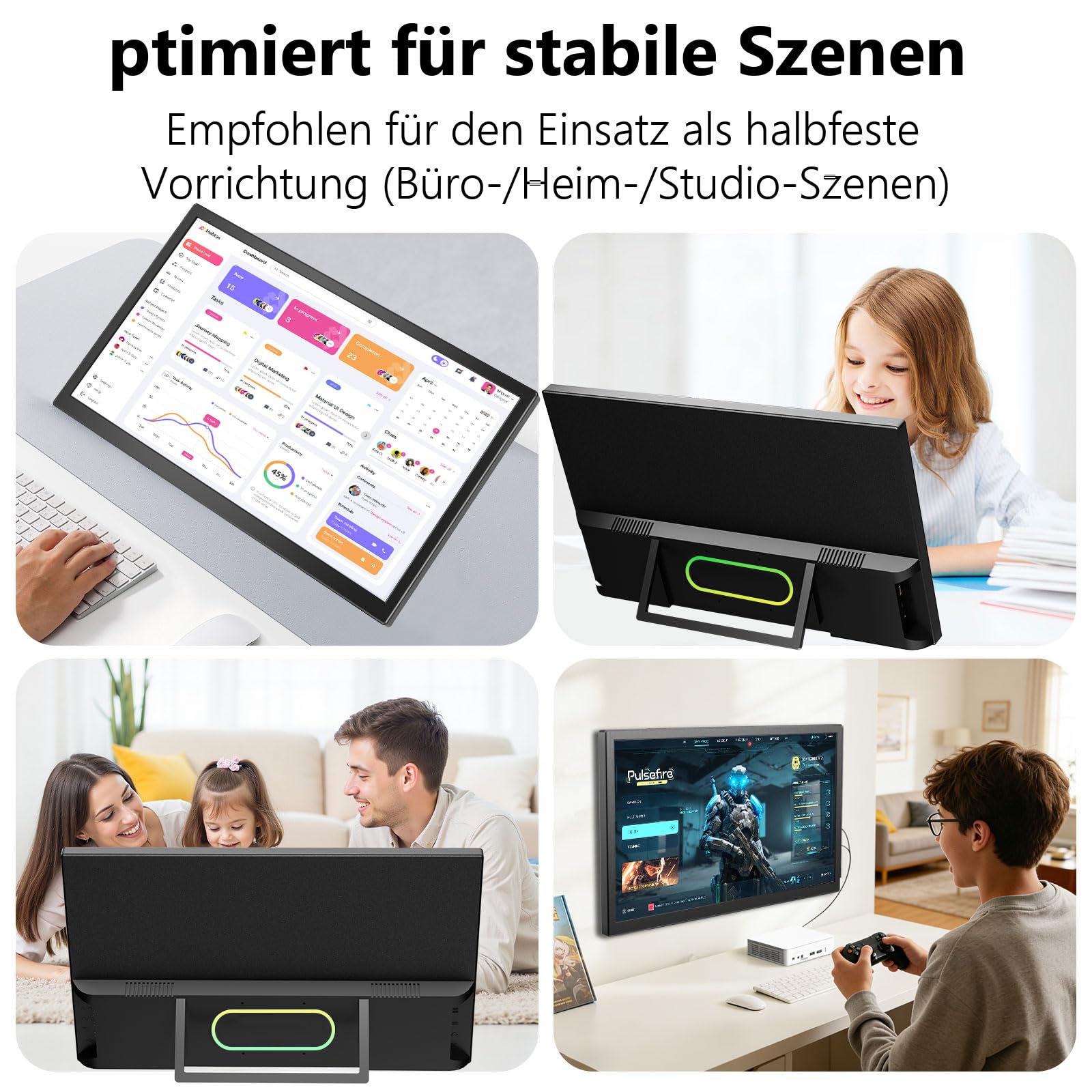 21,5 Zoll FHD Monitor 1080P 75Hz Bildschirm mit HDMI USB-C, VESA Halterung, Eingebaute Lautsprecher, Blaulichtfilter für PC Laptop Gaming Homeoffice