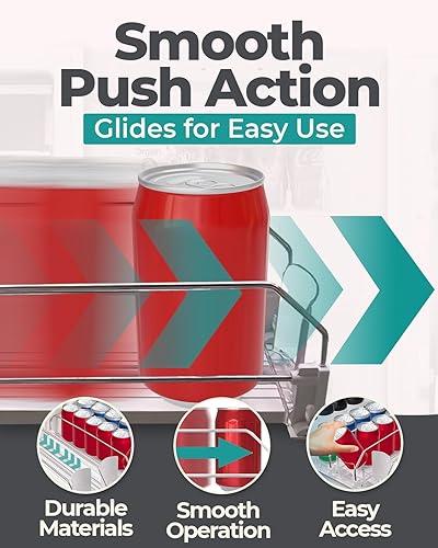 Miniatura 4 de Organizador de bebidas para refrigerador (soporta hasta 30 latas)  Organizador de bebidas autónomo para refrigerador con 5 filas ajustables