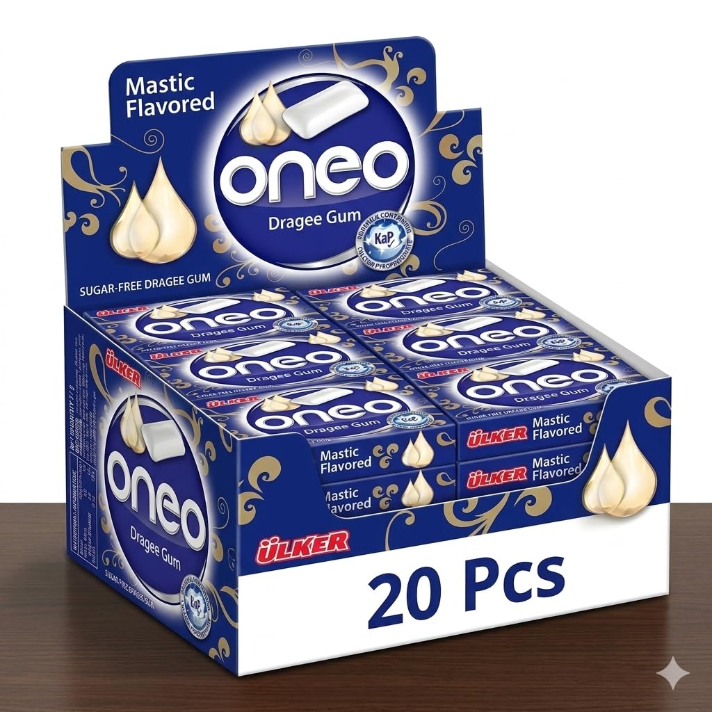 Chicle Ceres Gourmet Sabor Mastic Sin Azúcar con Xilitol, Pack de 20 Cajas (1 oz c/u)