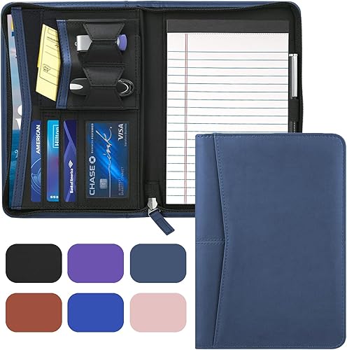 Organizador pequeño de cartera, cartera de negocios A5 con cremallera, carpeta junior para mujeres y hombres, bloc de escritura de 5 x 8 pulgadas,