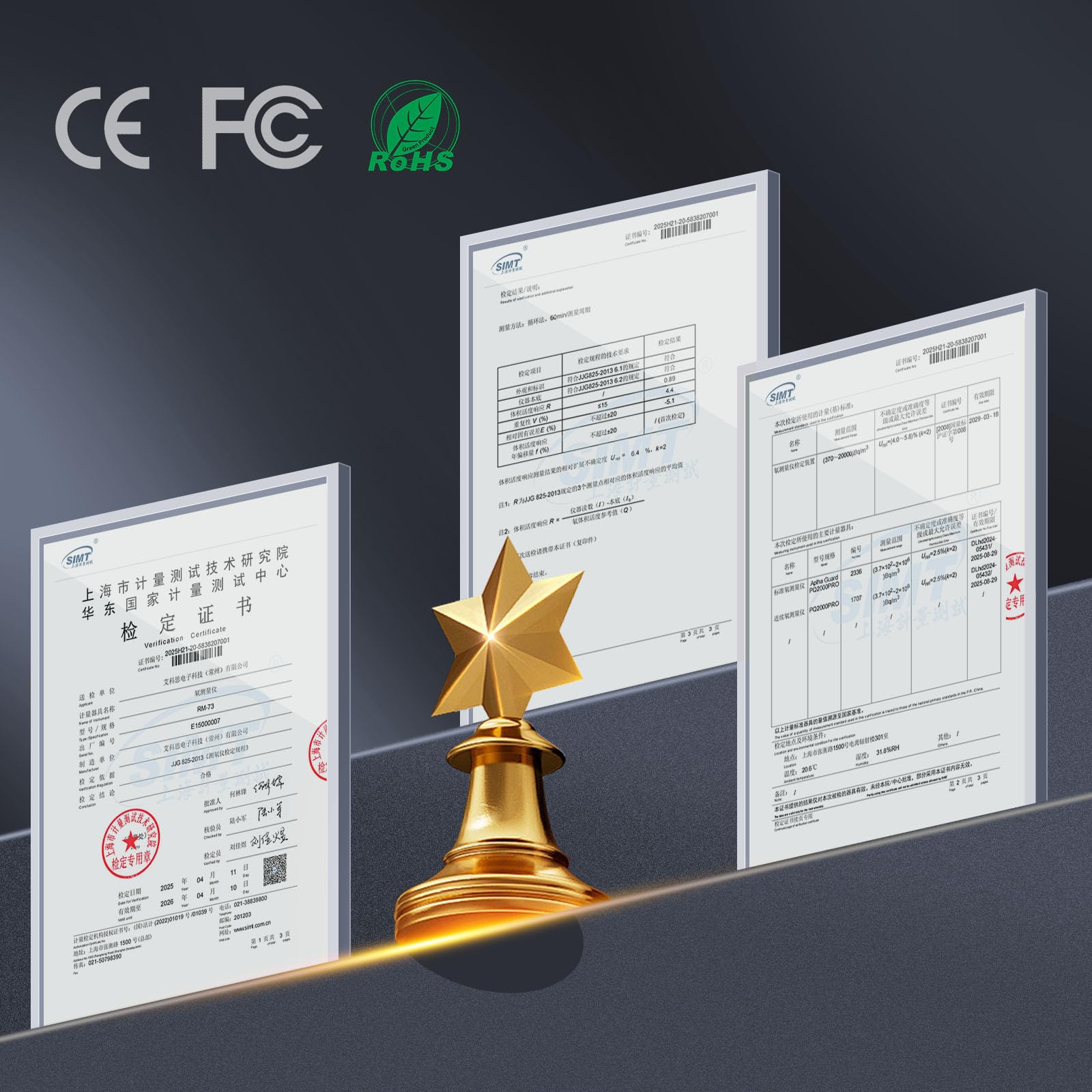 RM-73 Radonmessgerät, mit akustischem und visuellem Alarm, Touchscreen-Farb-LCD, zur Langzeitüberwachung der Radonkonzentration im Haus oder Keller, in Bq/m³oder pCi/L