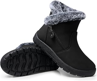 SHIBEVER Women's Waterproof Winter Snow Boots: Fur Lined Warm Ankle Booties Insulated for Cold Weather