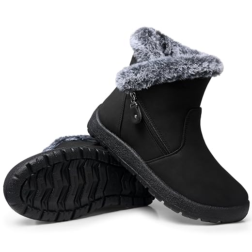SHIBEVER Winter Boots for Women Waterproof: Womens Snow Boots Warm - Ankle Fur Lined Booties - Insulated Winter Shoes