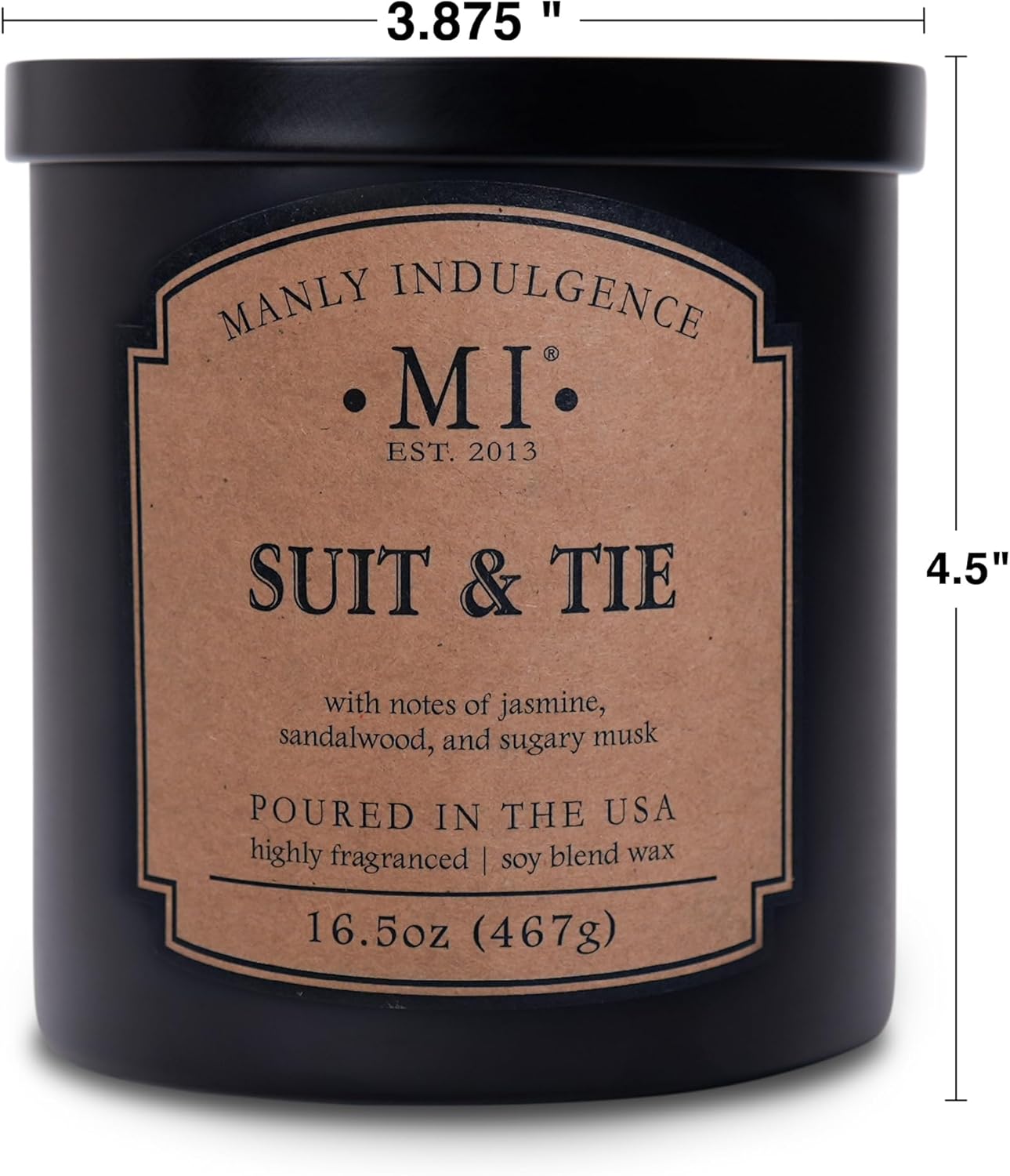Manly Indulgence Suit & Tie Scented Candles for Men, 2 Wick, 16.5 oz, Premium Soy Blend Wax, 60H Burn, Candles for Home Scented - Made in The USA - Image 4