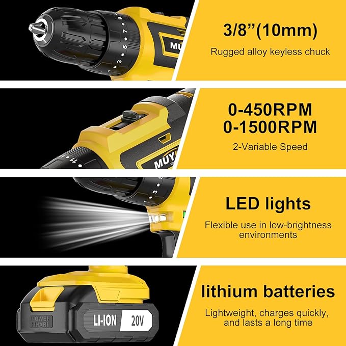 Taladro Inalámbrico Set 70 Piezas con Batería y Cargador miniatura 4