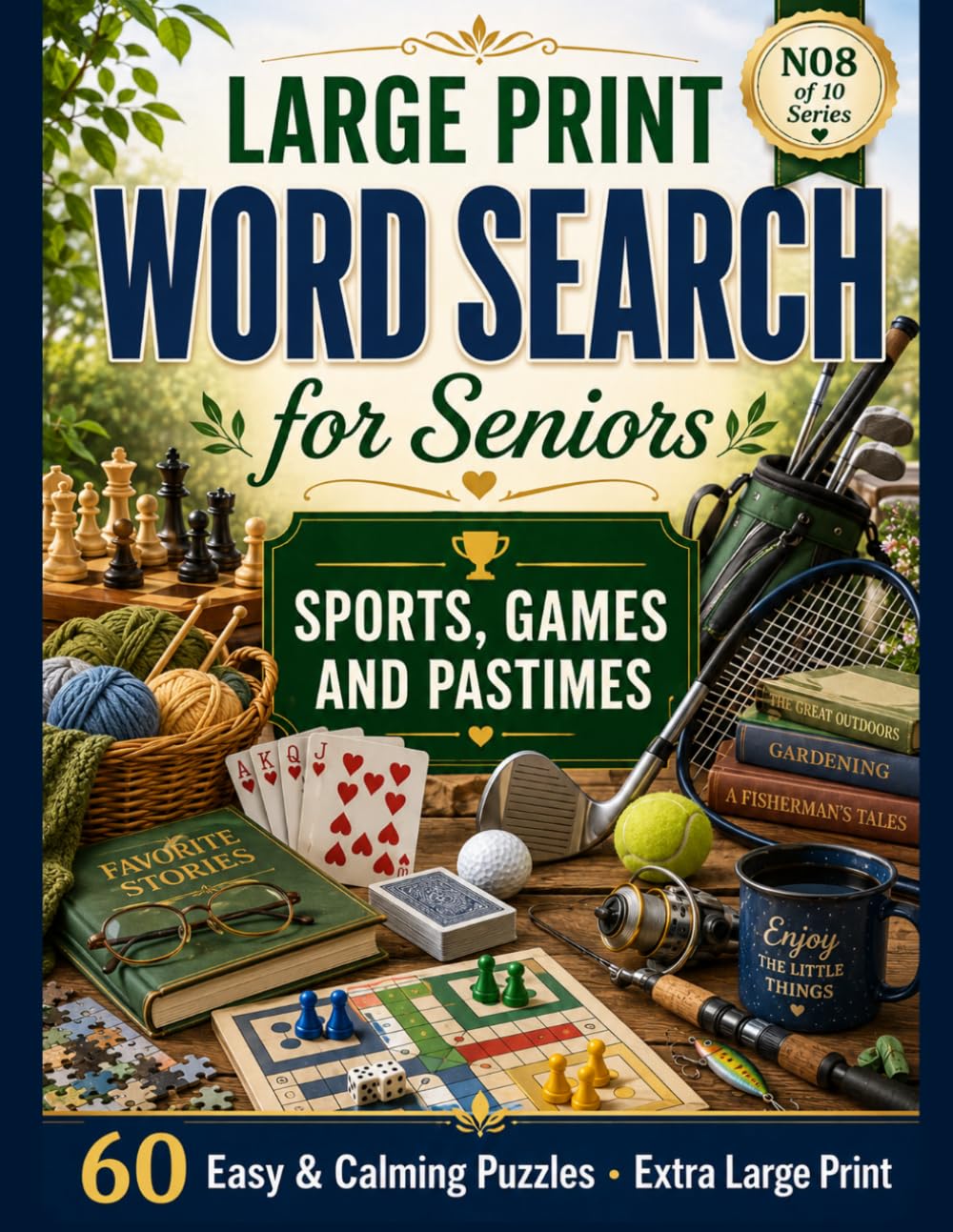Large Print Word Search for Seniors: Sports, Games & Pastimes: 60 Easy & Calming Large-Print Puzzles — Football, Cricket, Tennis, Golf, Garden Games & Favourite Hobbies
