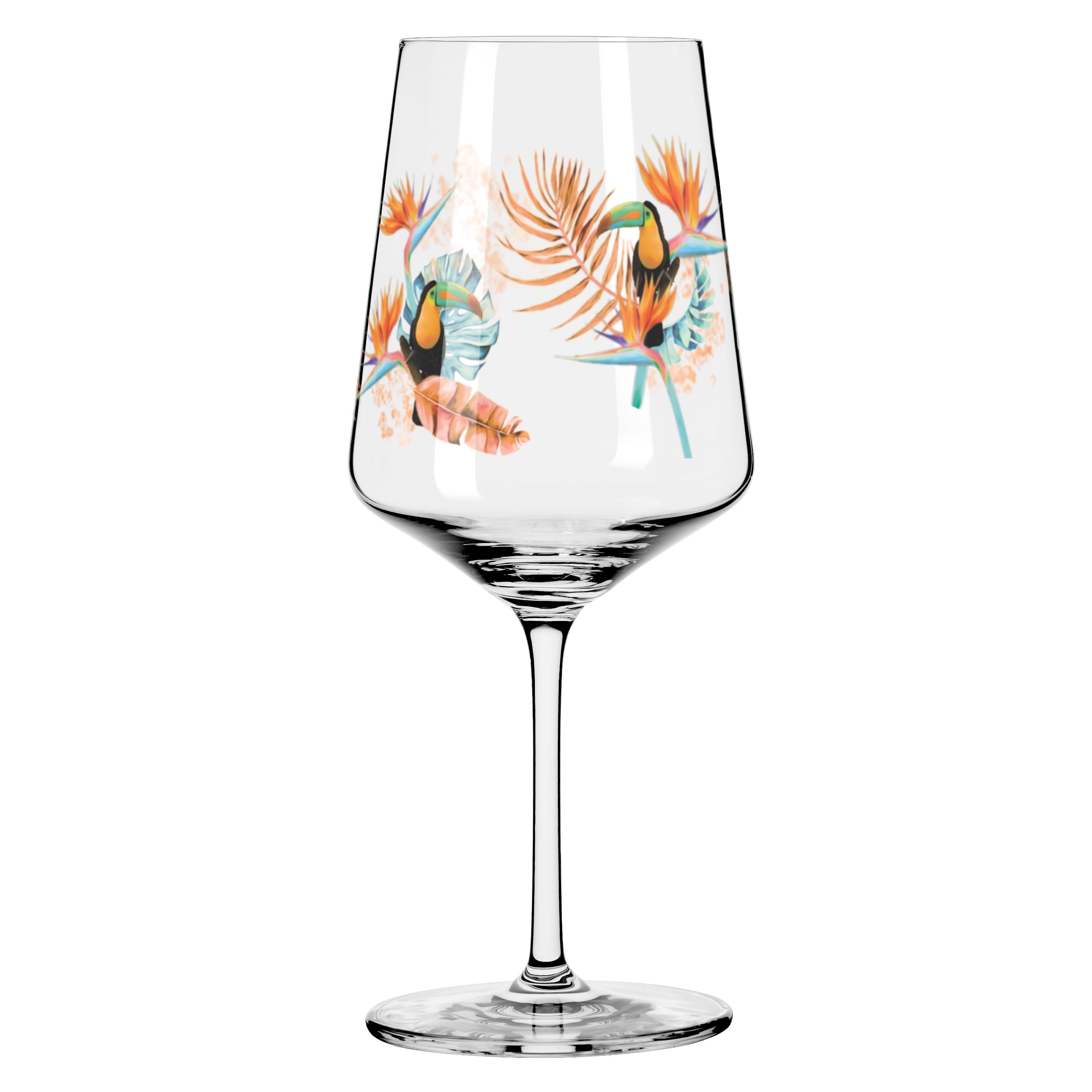 RITZENHOFF 6051004 Szklanki do aperitifu 500 ml - zestaw 4 szt. - seria Sommerrausch - motyw roślin tropikalnych - Made in Germany, pomarańczowy