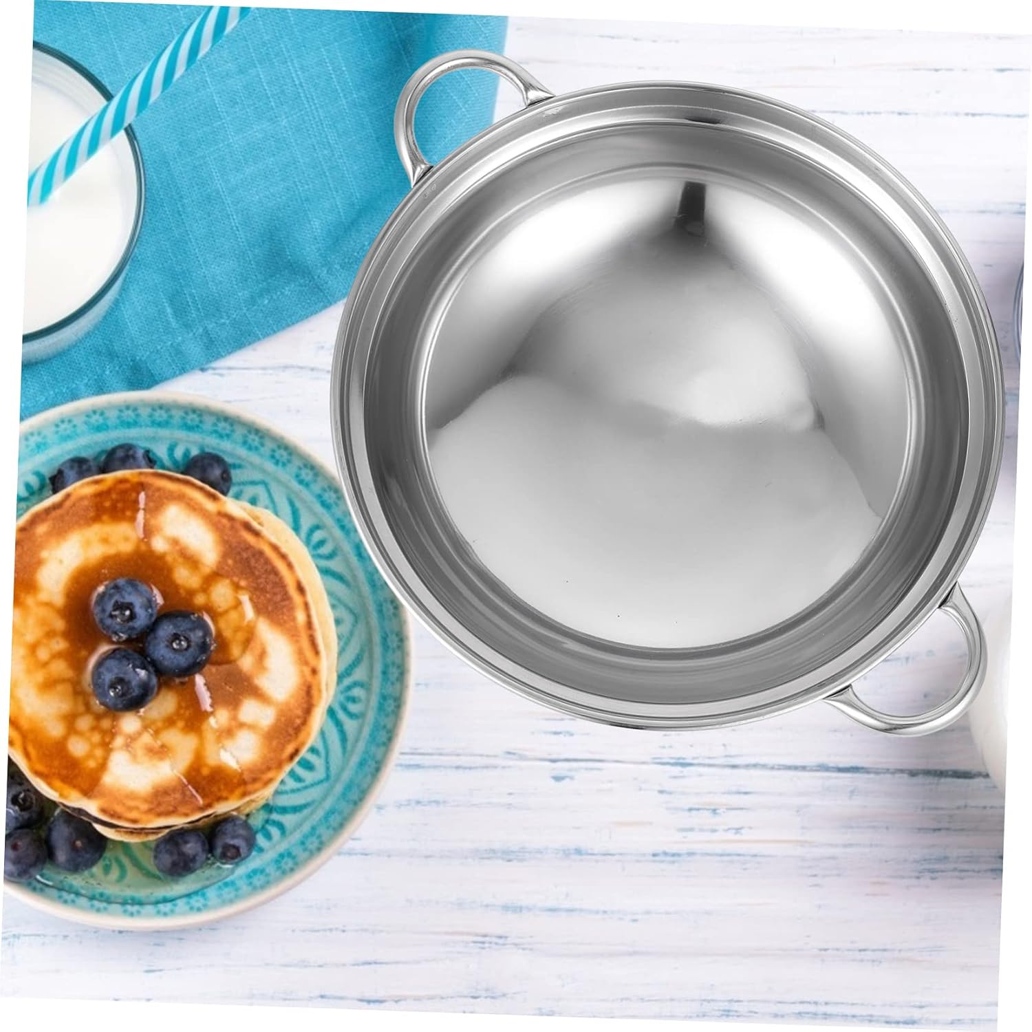 2Pcs Stainless Steel Anti Spill Cooking Pot with Handle for Home
