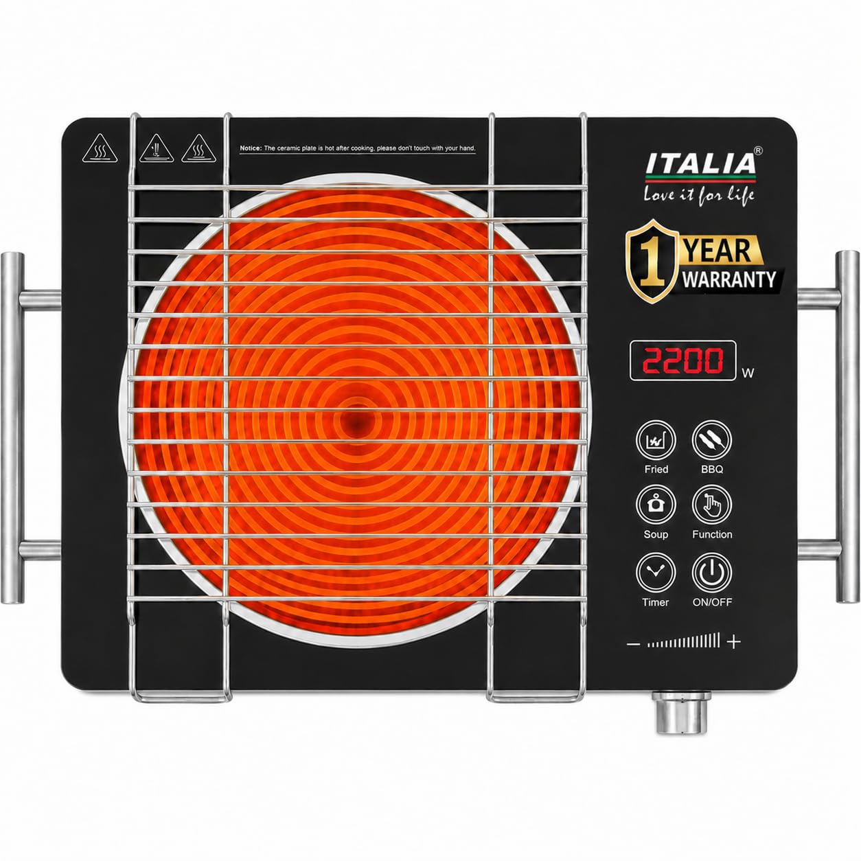 ITALIA Store ITALIA 2200W Crystal Glass Ceramic Cooktop - Image 1