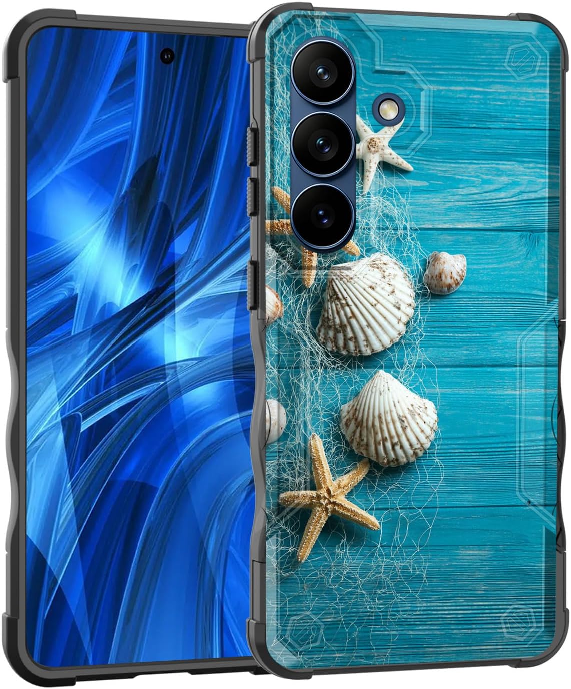 for Galaxy S26 Case,[Dual Layer][10 FT Military Grade Drop Protection] Heavy Duty Shockproof Case for Samsung Galaxy S26 6.3" 2026,Starfish and Seashells