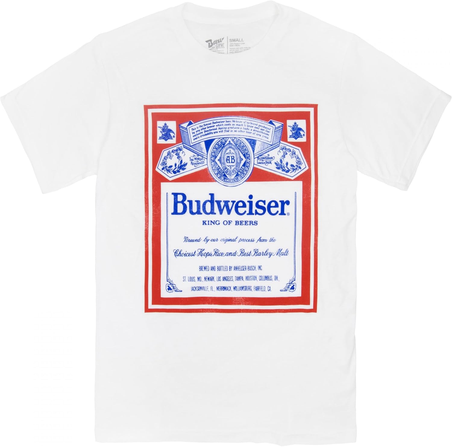 Budweiser King of Beers Vintage Label T-Shirt (as1, Alpha, 3X_l, Regular, Regular, 3X-Large) White