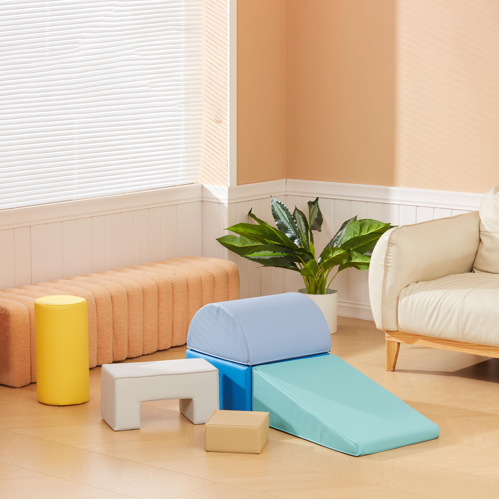 AIYAPLAY 6PCS Modulo motricità Bébé Parcours motricità Bébé Blocchi di Costruzione in Mousse con Custodia in Materiale Sintetico - Giocattoli didattici per Bambini in età prescolare, Multicolore