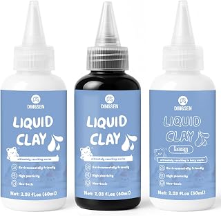 Liquid Polymer Clay, Liquid Clay for Polymer Clay Oven-Bake, for DIY Enthusiasts, Education and Crafting, Easy to Shape & Multi-Mold Compatible, Black 60ml, White 60ml, Transparent 60ml