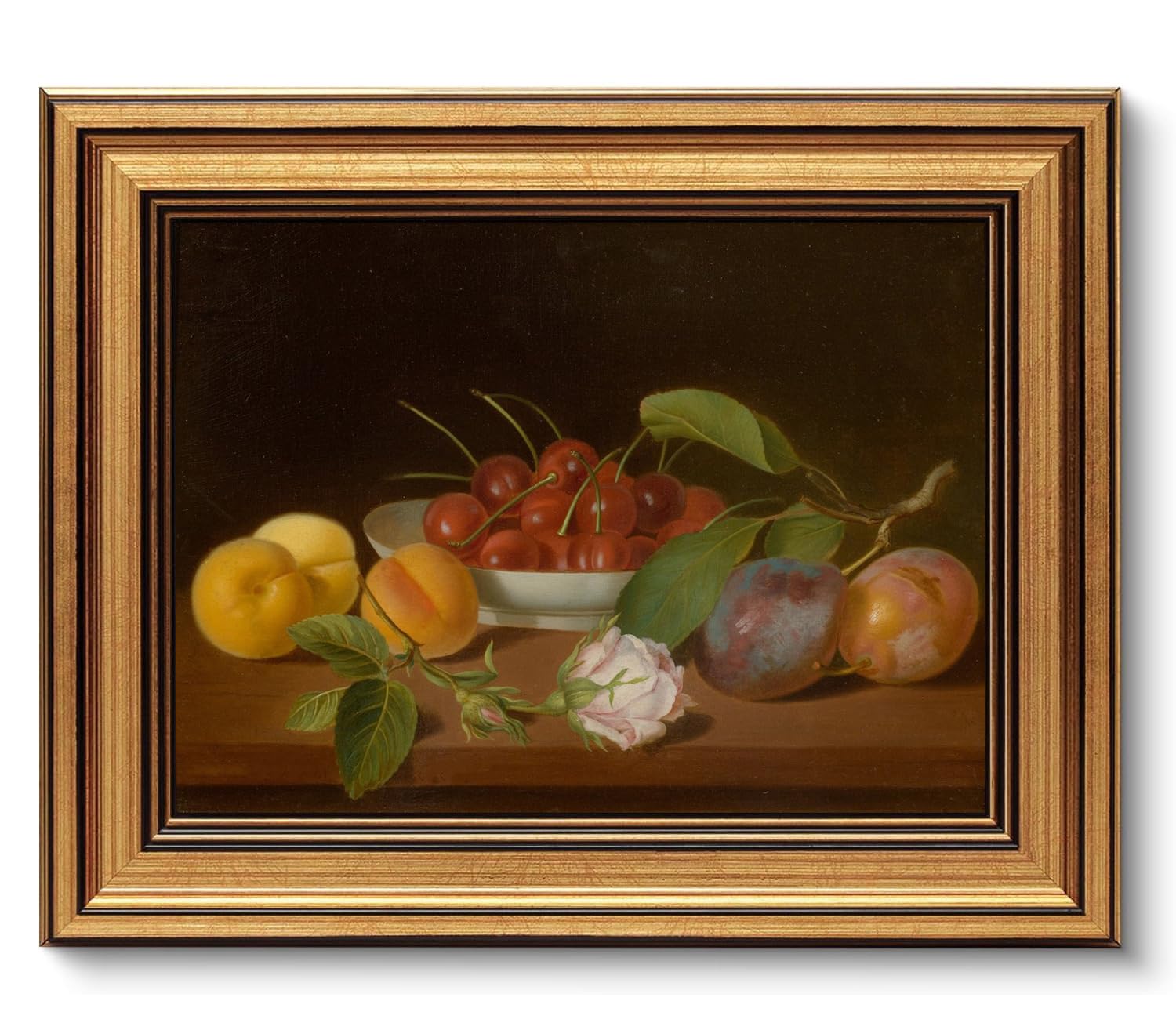 AGOLINE Gold Vintage Framed Wall Art (8x10in)-Fruit Still Life Oil Painting Shelf Decor for Kitchen,Canvas wall Pictures Art for Living Room Bedroom Farmhouse Decor,Vintage Aesthetic Room Decor