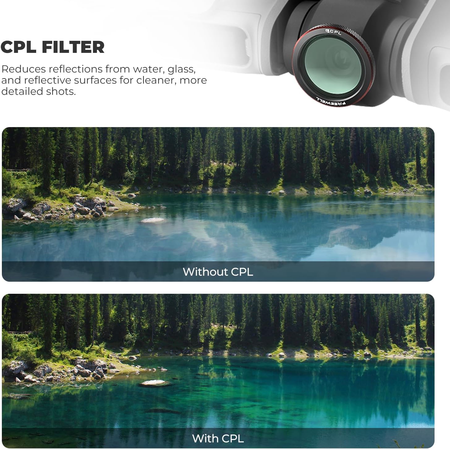 Freewell 3-Pack Magnetic Filters for DJI Neo 2 – Includes CPL (Polarizer) for Glare Reduction, UV for Lens Protection, & Black Glow Mist 1/4 for Cinematic Effects.