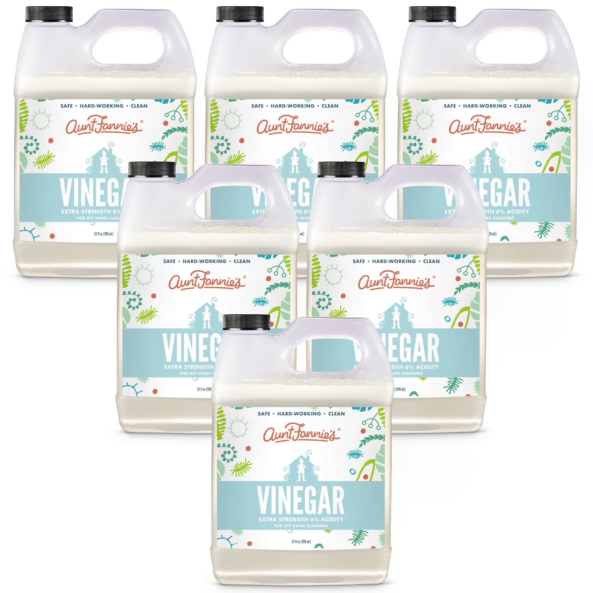 Aunt Fannie's All Purpose 6 Distilled White Cleaning Vinegar, 33 Ounce, Pack of 6, Multipurpose
