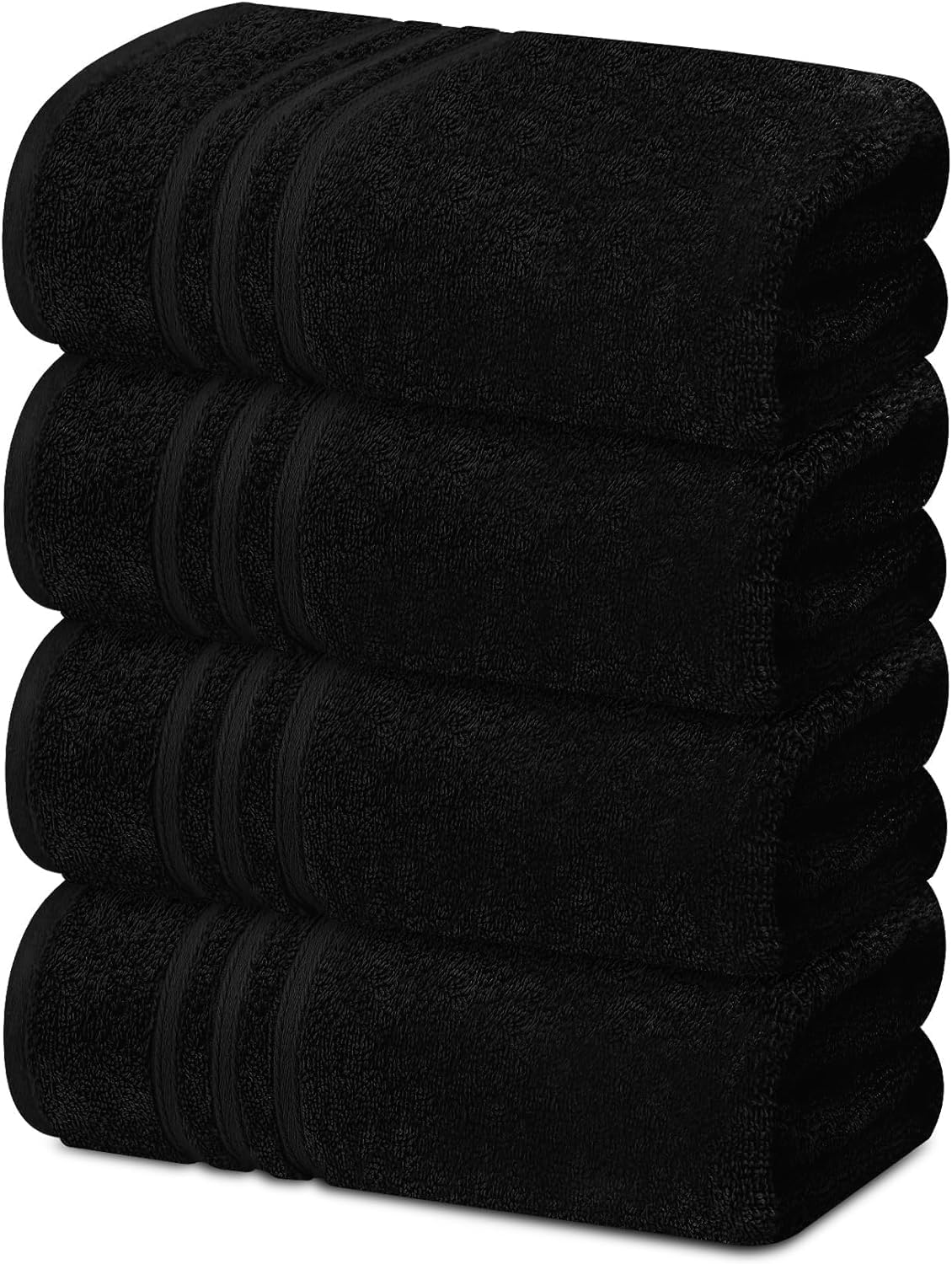 Textile Do Black 4 X Large Bath Towels 100% Egyptian Cotton High Absorbent 500 Gsm Hotel Quality Jumbo Bath Towel Set (4, )