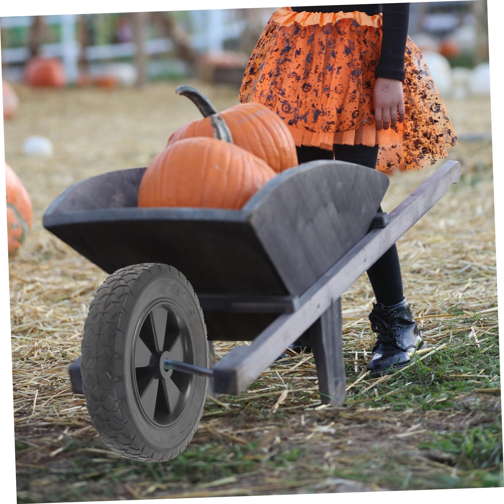 Roue de Chariot en Caoutchouc Noir, Solide, pour Jardin et Main