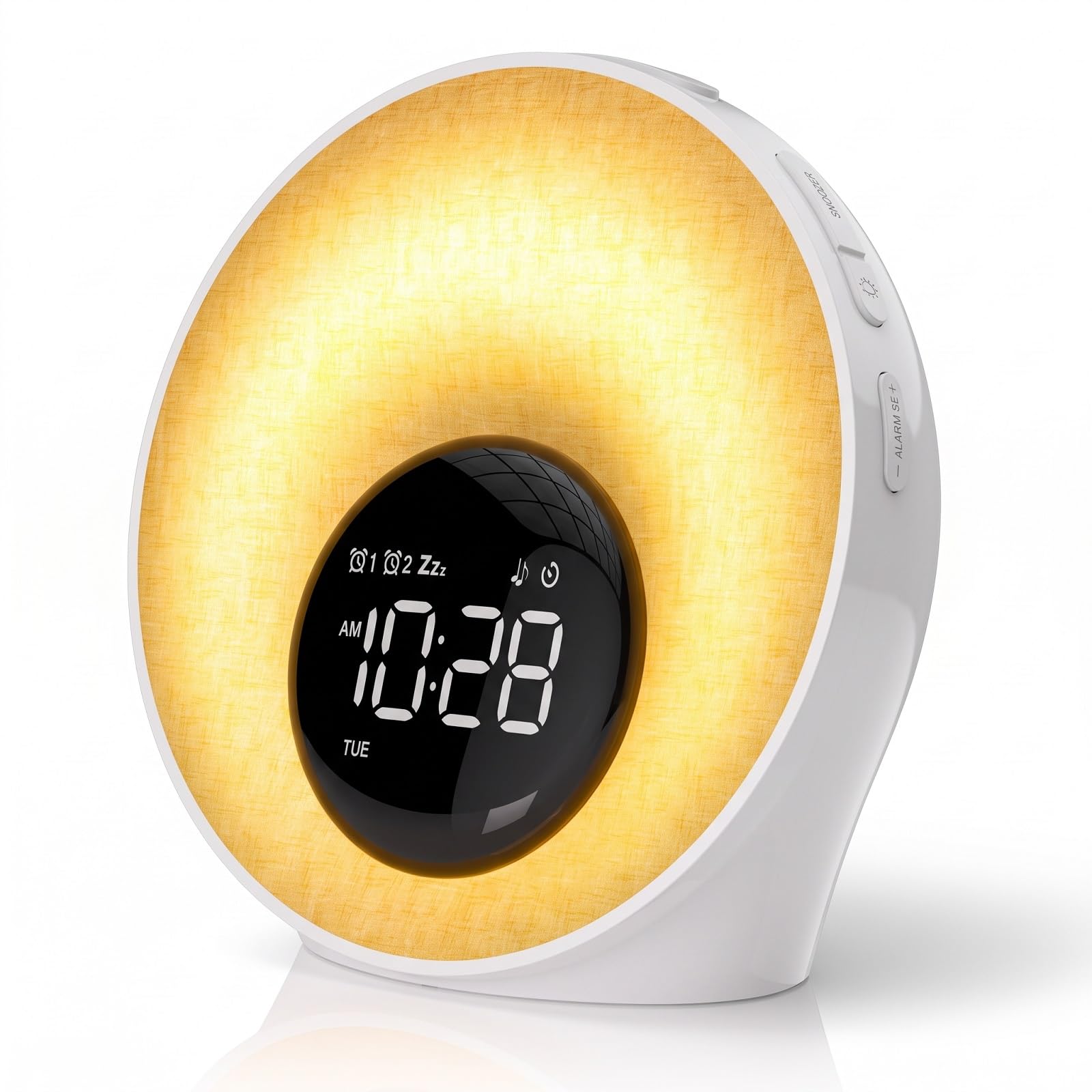 Reloj despertador de amanecer, 30 sonidos de sueño, máquina de ruido blanco, luz nocturna de carga de colores, reloj digital de mesita de noche, lámpara de luz solar para dormitorios de niños