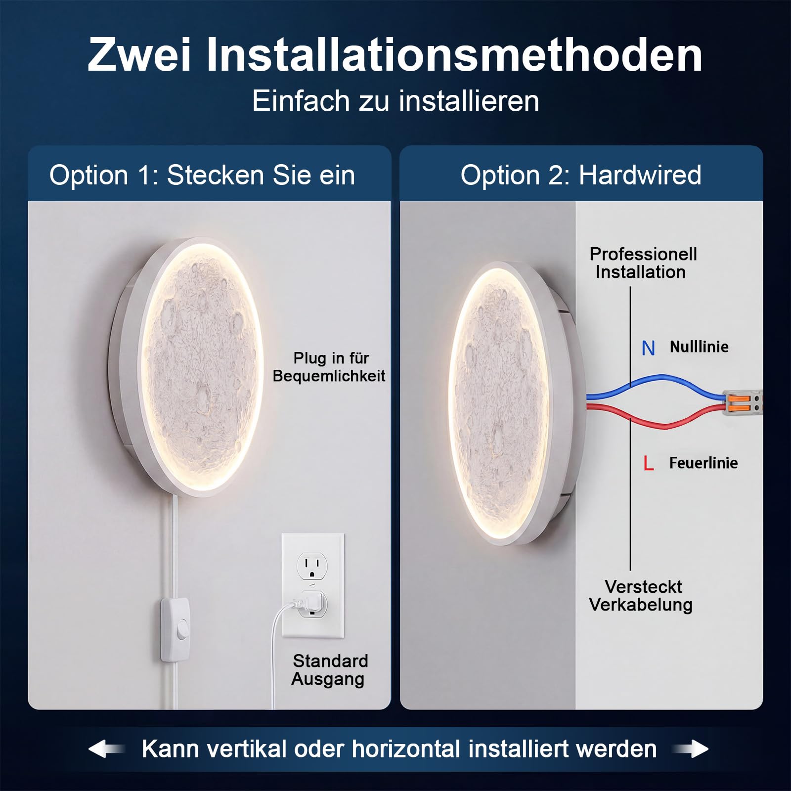 Mondlicht Deckenlampe LED Ø30cm 24W Weiß, Deckenleuchte Wohnzimmer mit 3 Farbtemperaturen (3000K/4000K/6500K), Lampe Wohnzimmer 2800LM IP44 Wasserdicht Badezimmer Lampe, für Schlafzimmer Flur Küche