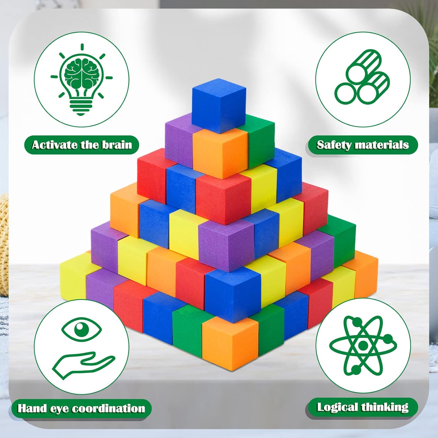 Fuutreo 200 Pieces Foam Blocks 1 Inch Counting Blocks Soft Counting Cubes for Kids Math Learning Small Colored Foam Cubes for Children Preschool Classroom Teacher Supplies, Assorted Colors