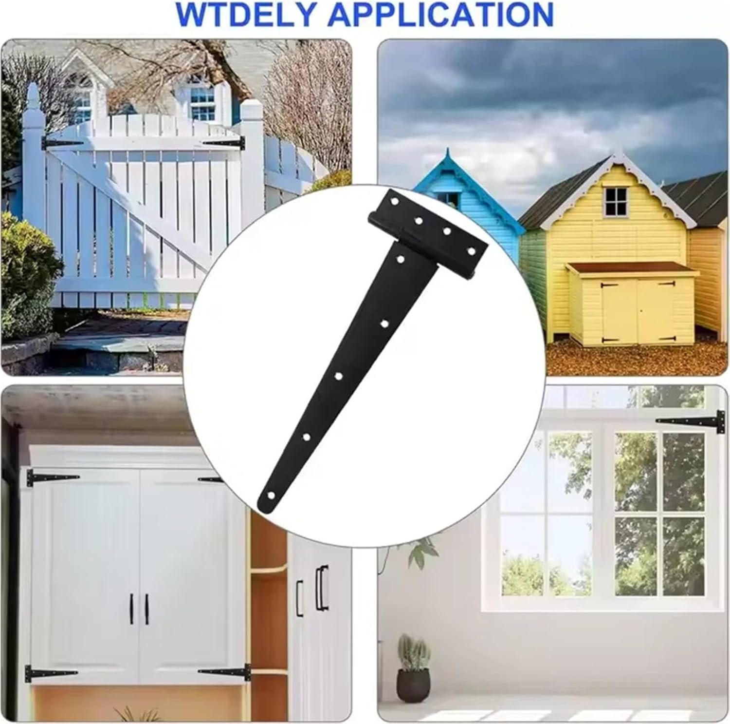 4 PCS Wood Gate Hinges for Wooden Fences Heavy Duty Strap Hinge Decorative(3 inch)