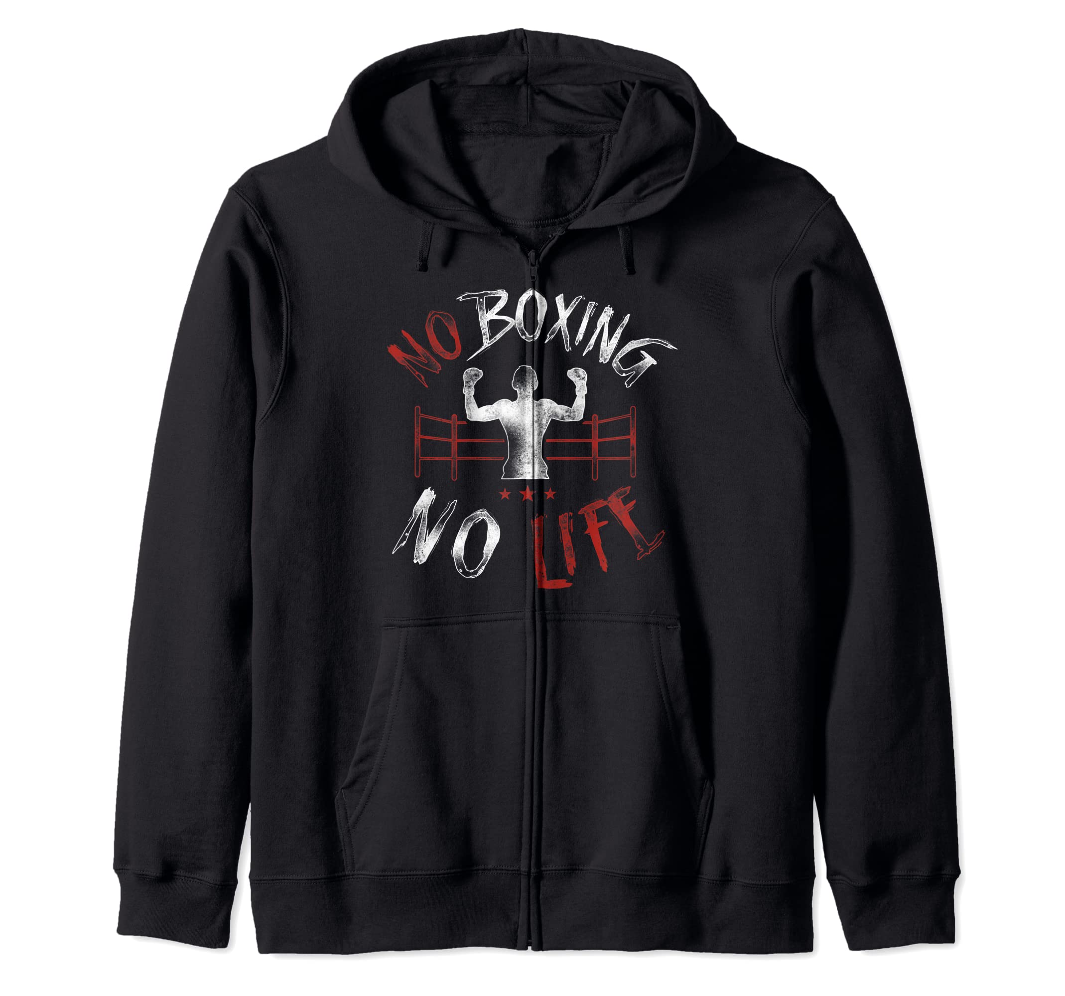 Amazon | ボクシング ビンテージ No Boxing No Life ジップパーカー 