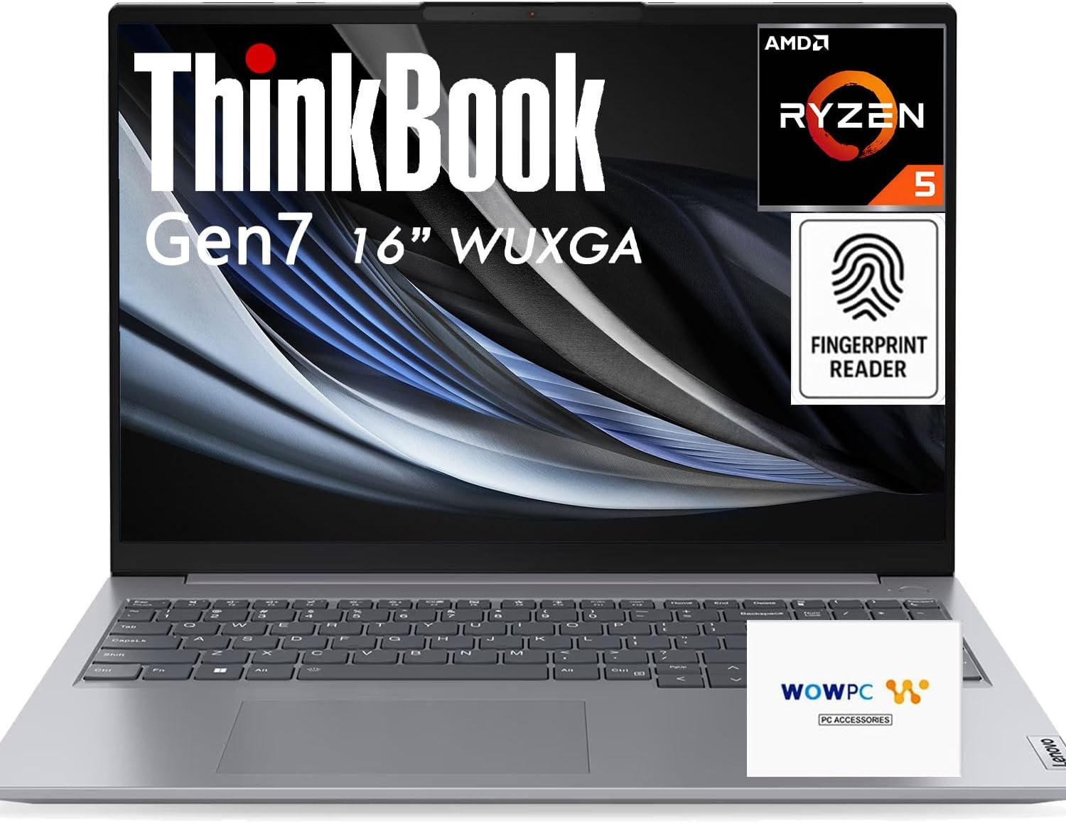 Lenovo ThinkBook 16 Gen7 Business Laptop | AMD Ryzen 5 7533HS(>i7-1355U) | 16" WUXGA Display | Fingerprint Reader | 32GB RAM | 2TB SSD | RJ-45 | SD Card Reader | HDMI | Windows 11 Pro | WOWPC USB