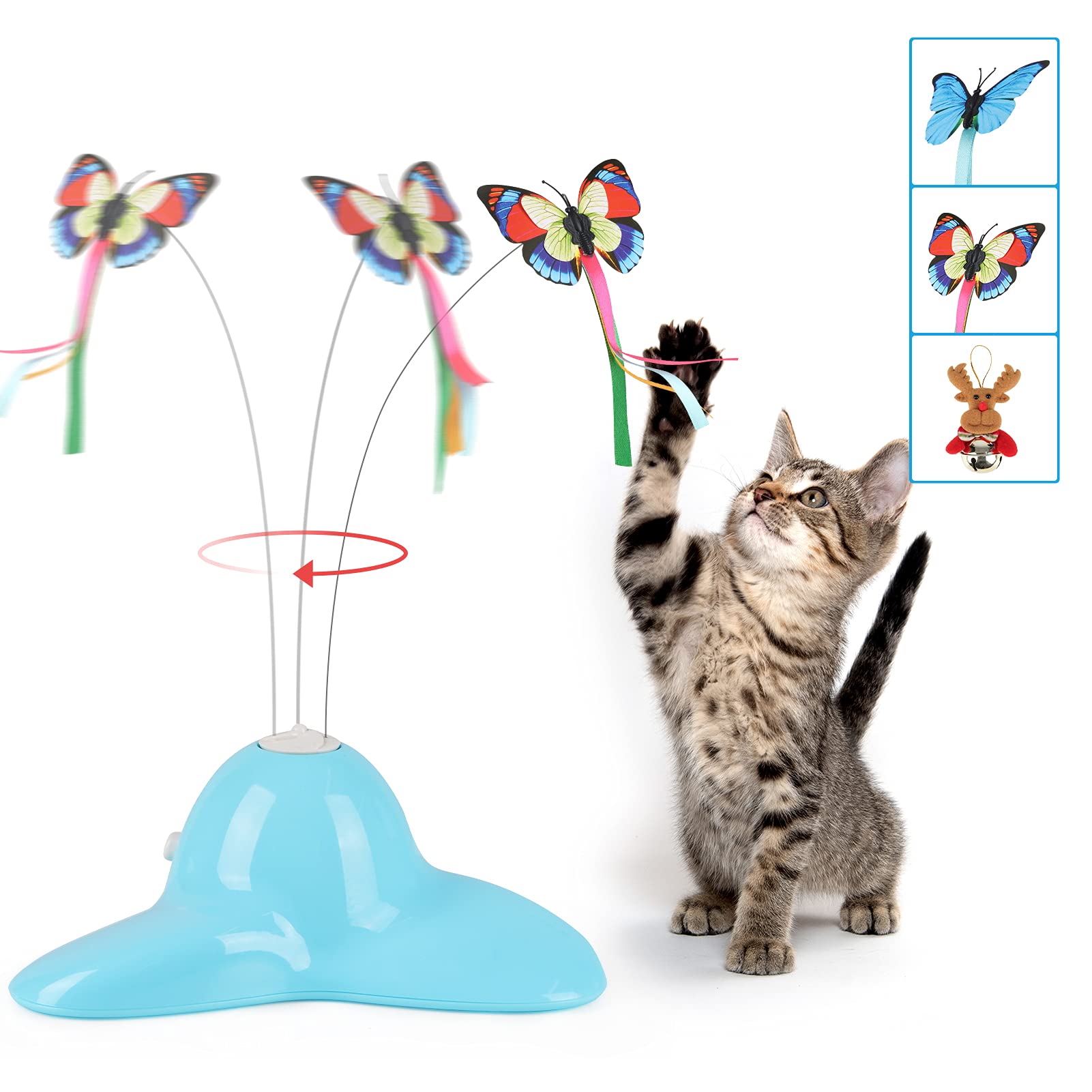 SOKER Cat Toys, Interactive Cat Toy Automatic Electric Butterfly 360° Rotating Kitten Toy for Indoor Cats, with 1 Butterfly Replacements