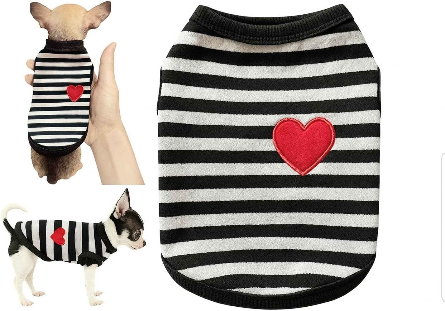 Chihuahua Puppy Dog Jumper Coat Vest Baby Grow PJS Bed Top Tiny Toy Teacup Miniature Kitten Small Pets New Pups Extra Tiny Breeds 8 10 12 Weeks (Black + White, XXXXS)