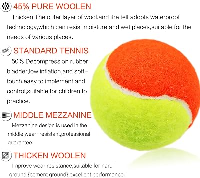 Tennis Balls Bulk Orange for Kids Dogs Practice Low Compression Stage, Tennis Balls Non Slip Rubber Good for Beginner Training Ball Tool