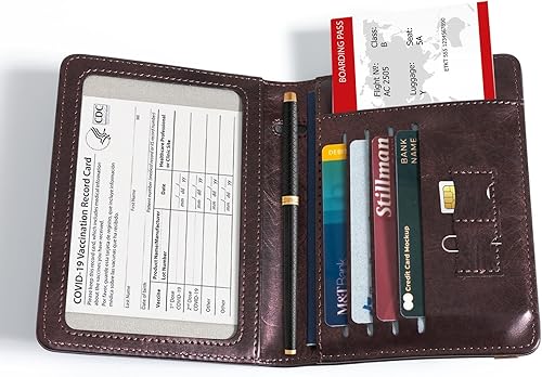 Vista 2 de CoBak Soporte para pasaporte - Guarda pasaportes, tarjetas de crédito, tarjetas de identificación, múltiples bolsillos para almacenamiento.