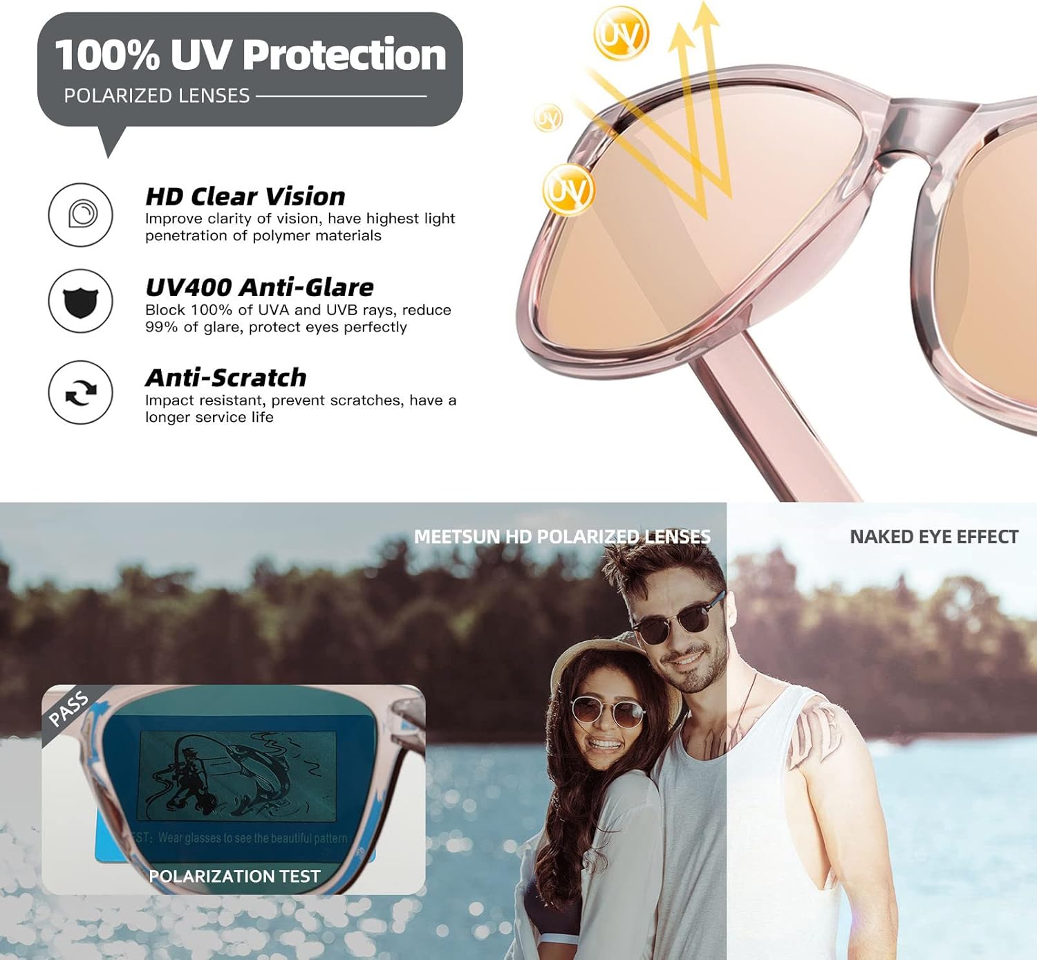 MEETSUN Polarized Sunglasses for Women Men Trendy Classic Retro Designer Style - Image 6