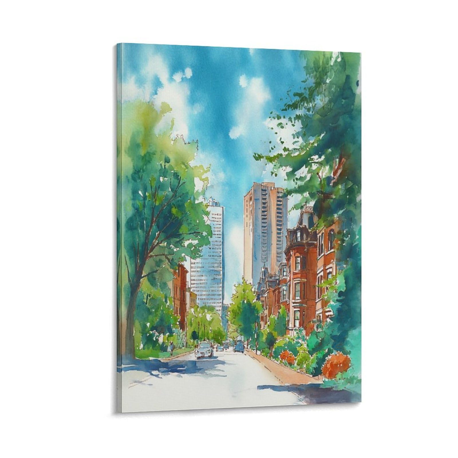 LCYNNH New Orleans Watercolor Print_ Cityscape Travel Posters 20x30inch(50x75cm) Vintage Watercolor Canvas Art