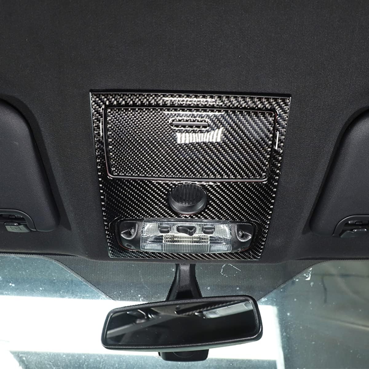 Front Reading Light Panel Decorative Stickers Fit for Ford Ranger 2015 2016 2017 2018 2019 2020 2021 Real Carbon Fiber (Soft) Interior Trim Protective Accessories