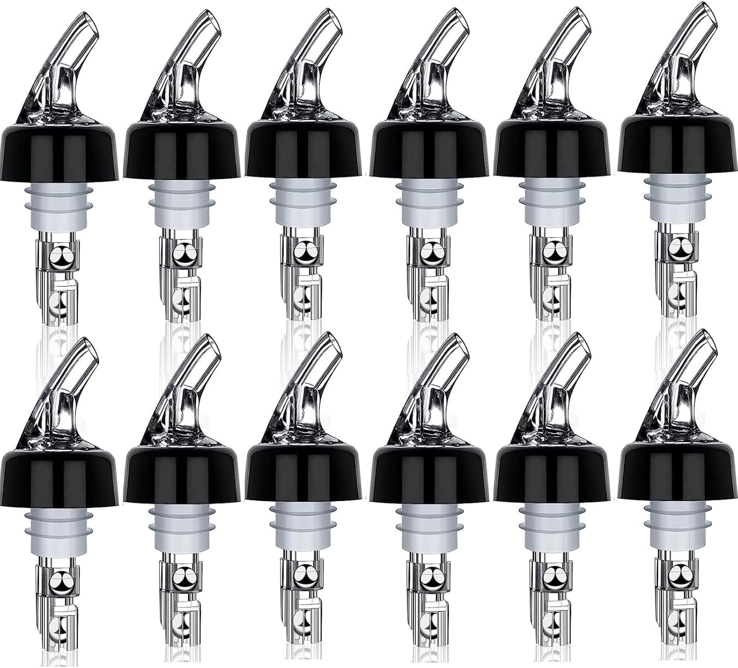 Automatic Measured Bottle Pourer White Tail Black Collar Clear Pourer