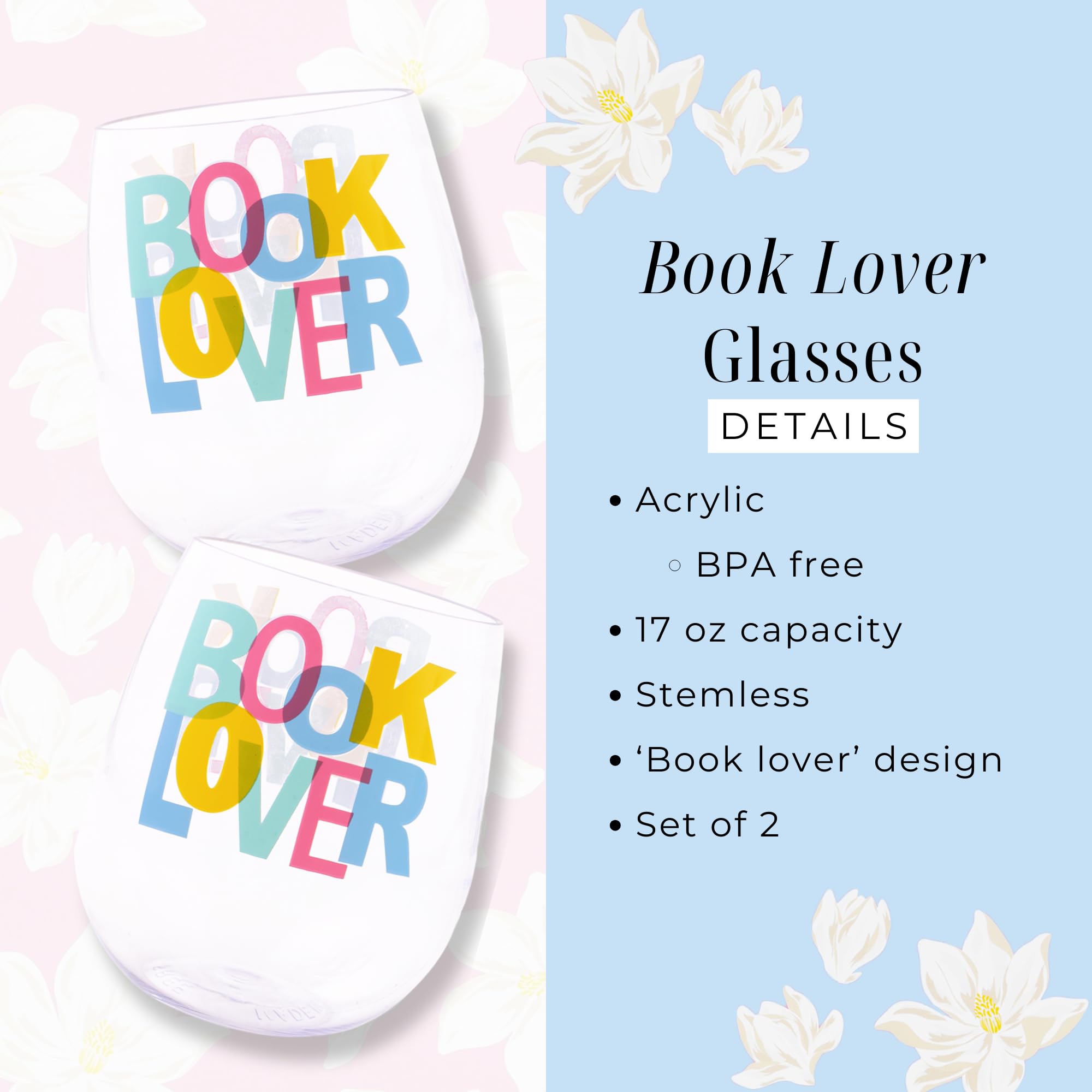 Draper James Set di 2 bicchieri da vino senza stelo da 500 ml