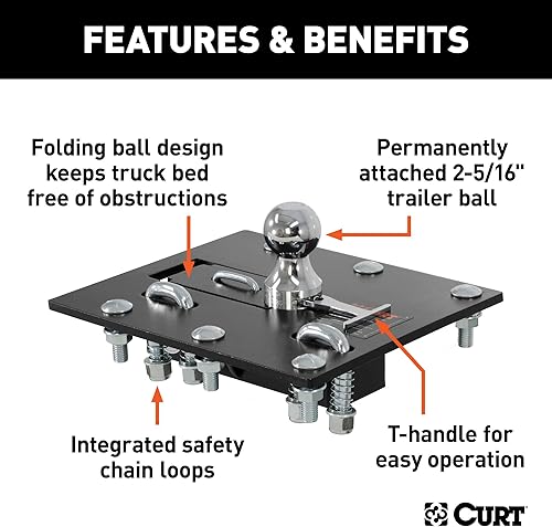 Miniatura 3 de CURT 61052 enganche de cuello de ganso con bola plegable de sobremesa