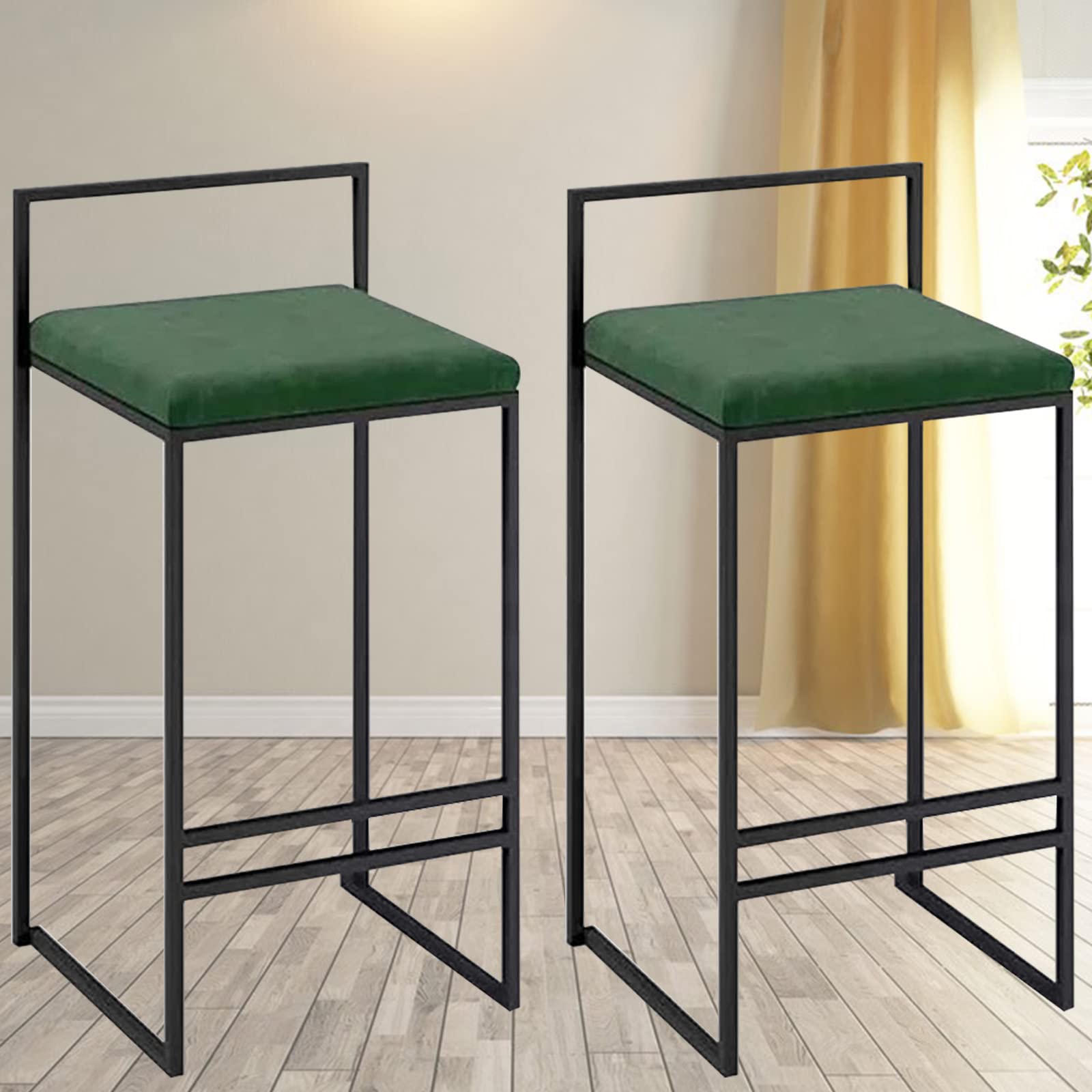 Chaise de bar rembourrée pour éviter le mal de dos - Tabouret haut de cuisine stable en velours