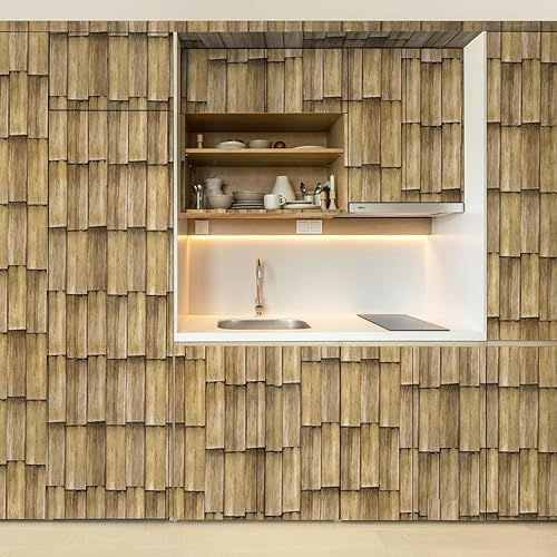 Miniatura 9 de Jeweluck Papel tapiz de madera para despegar y pegar, papel de contacto de madera de 17.7 x 236.2 pulgadas, papel tapiz de madera vintage,