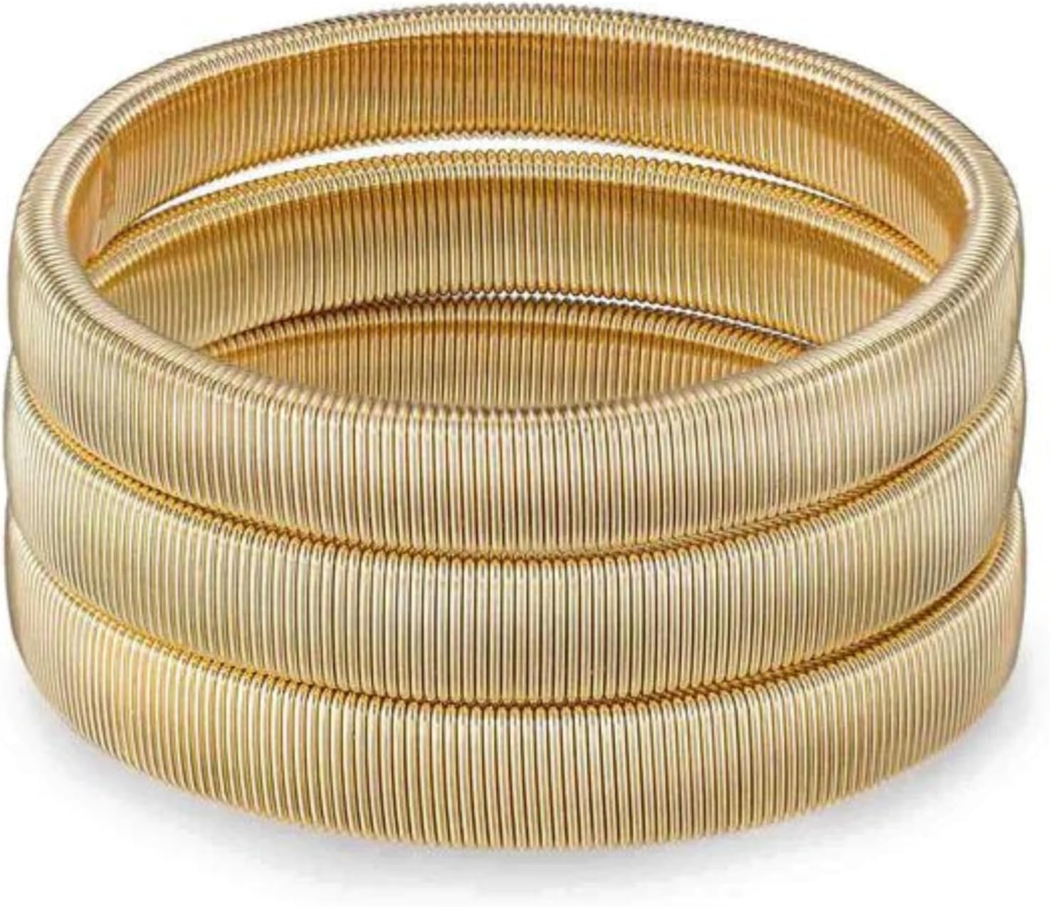 Ettika Gold Bangle. Bracelets Set, Womens Bracelets. 3Pcs Flex Snake Chain Stretch 18k Gold Plated Bangles Set. Jewelry, Gifts For Women