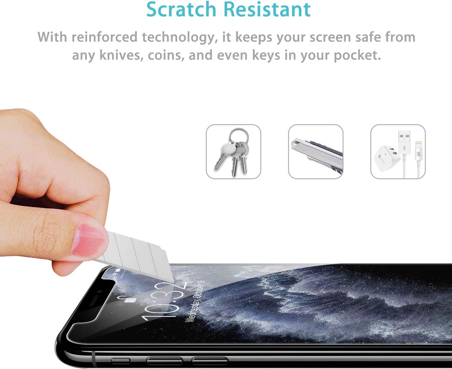 Syncwire Shatterproof Screen Protector for iPhone 11 Pro/XS/X 5.8" [3 Pack], Tempered Glass Film with Auto Alignment Tool [Easy Installation, 99% HD Clear, 9H Hardness, Bubble Free, Sensitive Touch, Anti-Smudge, 6X Stronger]