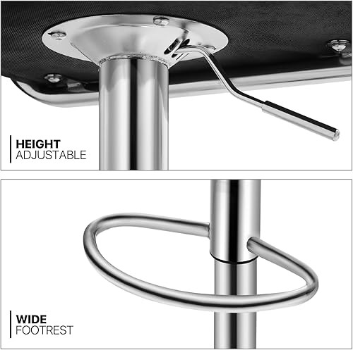 Miniatura 17 de MoNiBloom Juego de 2 taburetes de bar ajustables con reposabrazos con respaldo cuadrado, modernos taburetes de bar giratorios con reposapiés para