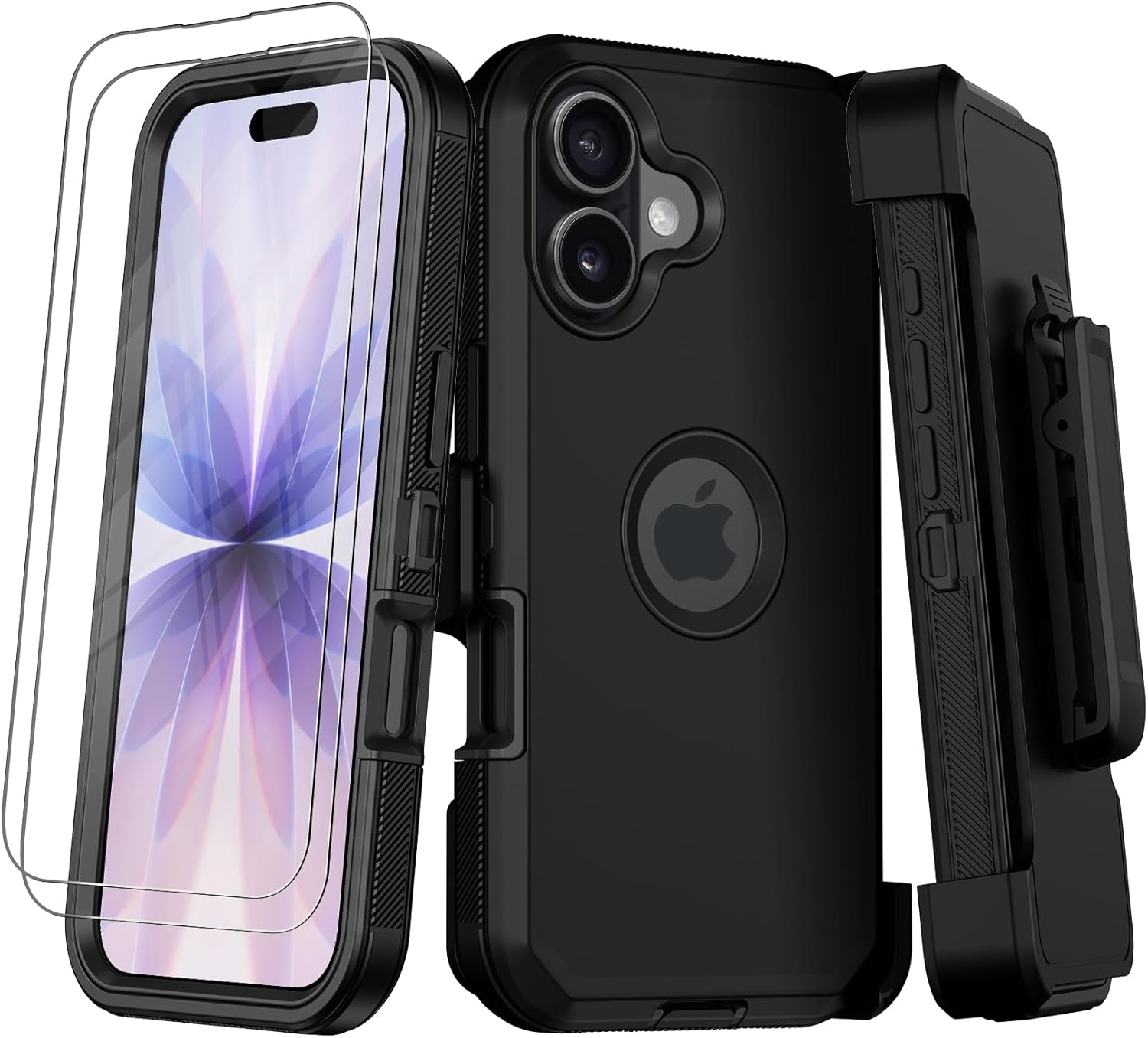 for iPhone 17 Case with Belt-Clip Holster,Military Grade Shockproof Anti-Scratch Phone Cover with 2 Screen Protector & Kickstand,Full Body Rugged Protective Case for iPhone 17 (Orange)