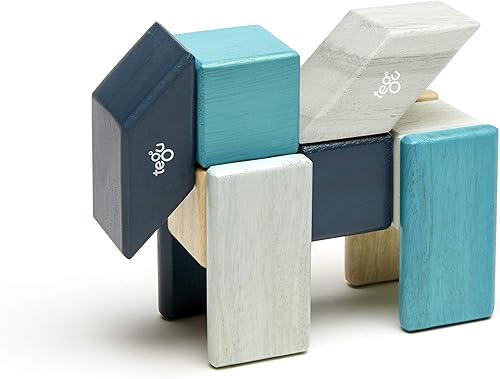 Miniatura 6 de Conjunto de 24 bloques magnéticos de madera de Tegu, blues