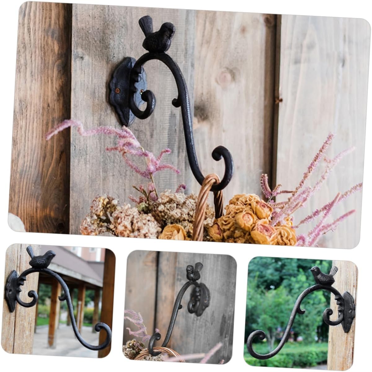 Wall-Mounted Plant Hanger Bracket Durable Iron Hook for Hanging Flower Pots Lanterns Bird Feeders and Garden Indoor and Outdoor Use